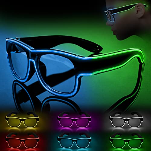 Ainiv Beleuchtete Brille, kabellos, LED EL Neon Licht Maske, leuchtende Maske, Partybrille für Party, Dekoration, Geburtstag, Weihnachten, Party, Wahnsinnsabend, Rave, EDM, Cosplay (blau grün) von Ainiv