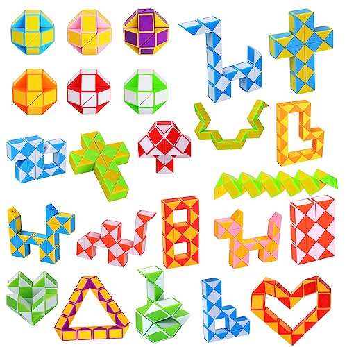 Ainiv Magic Snake, Magische Schlange 24er Set mit 24 Blöcken pro Snake, Mitgebsel Kindergeburtstag, Knobelspiele für Kinder und Erwachsene, Schultüte Füllung Geschenke zur Einschulung Fidget Spielzeug Ainiv Magic Snake, Magische Schlange 24er Set mit 24 Blöcken pro Snake, Mitgebsel Kindergeburtstag, Knobelspiele für Kinder und Erwachsene, Schultüte Füllung Geschenke zur Einschulung Fidget Spielzeug von Ainiv