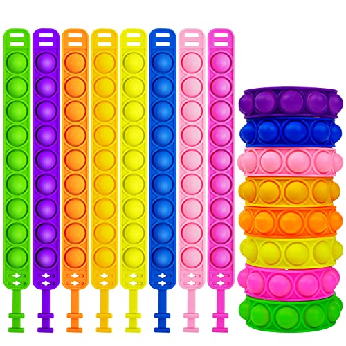 Ainiv Pop Armband Set - 8 Stück Push It Bubble Spielzeug für Kinder und Erwachsene - Sensory Toy, Simple Fidget Toy für Baby von Ainiv