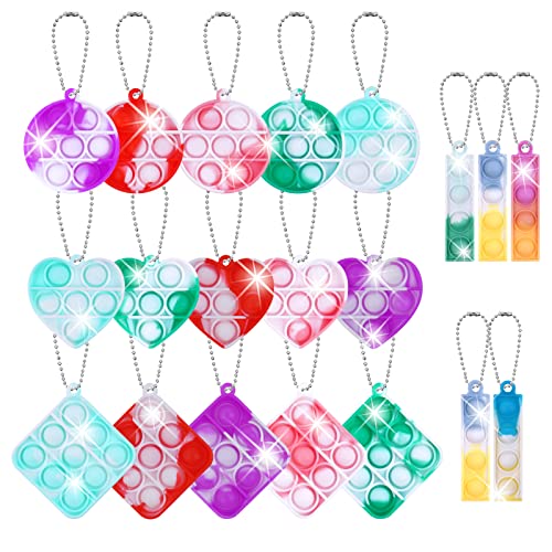 Ainiv Pop Push It Fidget Toy, 20 Stück Mini Silikon Schlüsselbund Toys, Anti Stress Sensorik Pop Figetttoys Spielzeug mit Schlüsselanhänger, Poppet Bubble Finger Toys Autismus for ADHS Squeeze Toys Ainiv Pop Push It Fidget Toy, 20 Stück Mini Silikon Schlüsselbund Toys, Anti Stress Sensorik Pop Figetttoys Spielzeug mit Schlüsselanhänger, Poppet Bubble Finger Toys Autismus for ADHS Squeeze Toys von Ainiv