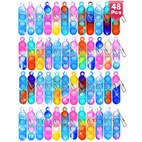 Ainiv Pop Push It Fidget Toy, 48 Stück Mini Silikon Schlüsselbund Toys, Anti Stress Sensorik Pop Figetttoys Spielzeug mit Schlüsselanhänger, Poppet Bubble Finger Toys Autismus for ADHS Squeeze Toys Ainiv Pop Push It Fidget Toy, 48 Stück Mini Silikon Schlüsselbund Toys, Anti Stress Sensorik Pop Figetttoys Spielzeug mit Schlüsselanhänger, Poppet Bubble Finger Toys Autismus for ADHS Squeeze Toys von Ainiv