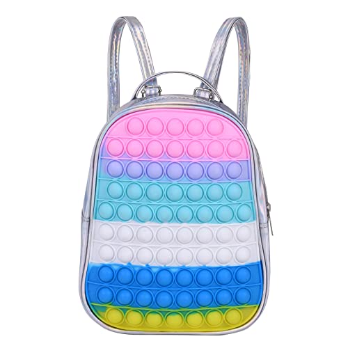 Ainiv Pop Tasche It, Fidget Toys Tasche Pop Kinder, Package Fidget Toys Crossbody Geldbörse Set, Popit Push Pop Bubble Anti Stress Spielzeug Handtasche, Plopper Bag Kleine Geschenke für Kind(Silber) von Ainiv