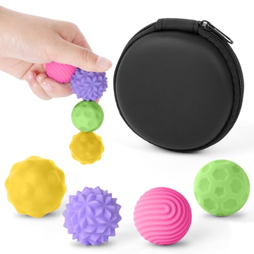 Ainiv Magnetische Fidget Toys, 4 Stück Silikon Anti Stress Bälle, Magnetbälle Zappelspielzeug Fingerspielzeug für Autismus, Texturen Sensorisches Spielzeug für Erwachsene Jugendliche (Farbe) von Ainiv