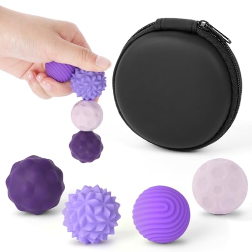 Ainiv Magnetische Fidget Toys, 4 Stück Silikon Anti Stress Bälle, Magnetbälle Zappelspielzeug Fingerspielzeug für Autismus, Texturen Sensorisches Spielzeug für Erwachsene Jugendliche (Lila) von Ainiv