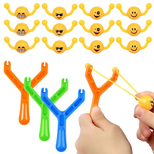 Ainiv Slingshot Toy, Funny Slingshot, Lächelndes Gesicht, Lustige Katapult Schleude für Kinder und Erwachsene, Stressabbau-Spielzeug（3 Sling + 12 Slingshot） von Ainiv