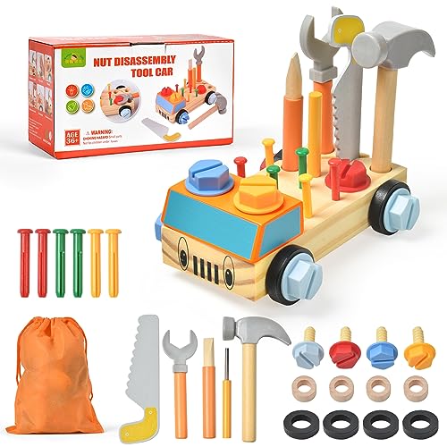 Ainiv Werkzeug Kinder Montessori Spielzeug, Montessori Spielzeug, Montessori Holz Schraubbrett, Holzschrauben Kinder Spielzeug, Holzspielzeug Baby Geschenk Junge Mädchen 2 3 4 Jahre von Ainiv