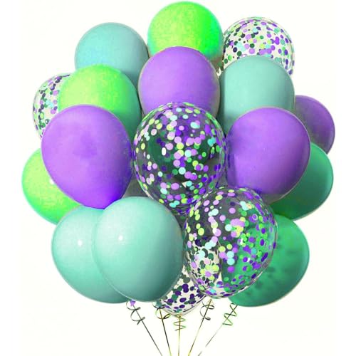 Ainmto 50 Stück 12 Zoll Luftballons Mattes Türkis Grün und Lila,Helium Konfetti Ballons für Geburtstag, Hochzeiten Ainmto 50 Stück 12 Zoll Luftballons Mattes Türkis Grün und Lila,Helium Konfetti Ballons für Geburtstag, Hochzeiten von Ainmto