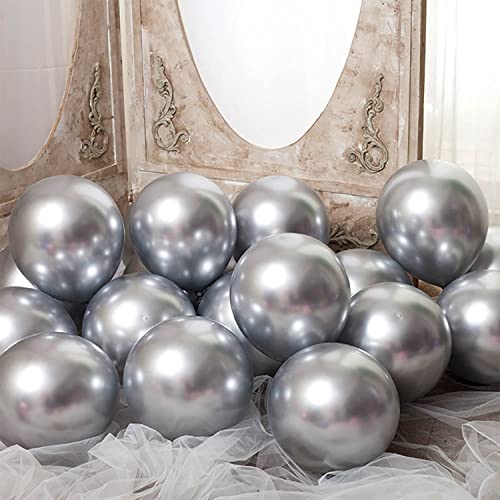 Ainmto 50 Stück 12 Zoll Luftballons Metallic Silber Helium Ballons für Geburtstag, Hochzeiten Ainmto 50 Stück 12 Zoll Luftballons Metallic Silber Helium Ballons für Geburtstag, Hochzeiten von Ainmto