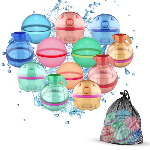 Wasserbomben, wiederverwendbare, selbstschließende schnell befüllbare Wasserballons aus weichem Silikon, perfekt für outdoor Sommerspaß für Kinder und Erwachsene 12er Set Wasserbomben, wiederverwendbare, selbstschließende schnell befüllbare Wasserballons aus weichem Silikon, perfekt für outdoor Sommerspaß für Kinder und Erwachsene 12er Set von Ainoa Amula