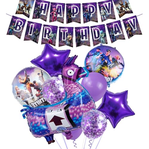 10 Stück Videospiel-Folienballons, Fortnt Geburtstag Dekorationen mit großem Banner, Spiel Thema Party Ballons Videospiel Party Supplies für Jungen Mädchen Happy Birthday Party Dekorationen 10 Stück Videospiel-Folienballons, Fortnt Geburtstag Dekorationen mit großem Banner, Spiel Thema Party Ballons Videospiel Party Supplies für Jungen Mädchen Happy Birthday Party Dekorationen von Ainvliya