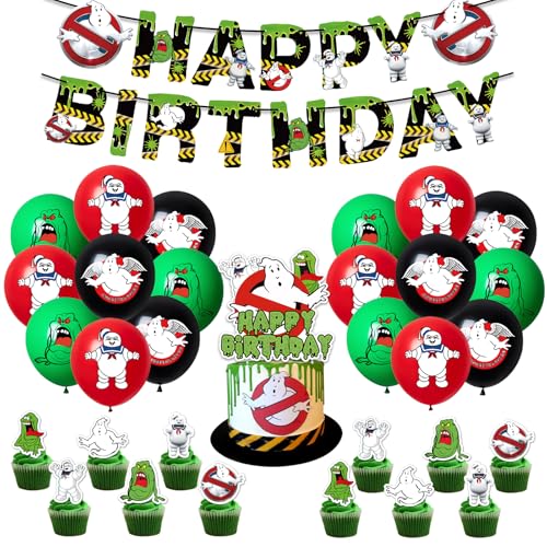 46 Stück Geister-Geburtstagsdekorationen, Geister-Party-Dekorationen mit Banner, Geister-Luftballons, Kuchendekoration, Cupcake-Topper, Geister-Mottoparty-Zubehör für Kinder 46 Stück Geister-Geburtstagsdekorationen, Geister-Party-Dekorationen mit Banner, Geister-Luftballons, Kuchendekoration, Cupcake-Topper, Geister-Mottoparty-Zubehör für Kinder von Ainvliya