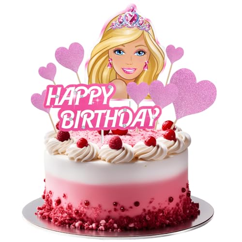 9 Stück Bar-Bi Happy Birthday Kuchenaufsätze, rosa Mädchen, glitzernde Cupcake-Topper, Prinzessinnengeburtstagsparty-Kuchenaufsätze für Babyparty, Hochzeitstag, Party, Kuchendekorationen 9 Stück Bar-Bi Happy Birthday Kuchenaufsätze, rosa Mädchen, glitzernde Cupcake-Topper, Prinzessinnengeburtstagsparty-Kuchenaufsätze für Babyparty, Hochzeitstag, Party, Kuchendekorationen von Ainvliya