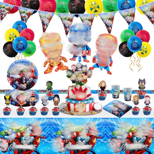 Ainvliya Aven-g Partydekorationen, Geburtstagsdekorationen, Geschirr-Set, Pappteller, Ballon, Partyzubehör für 10 Gäste, 88 Stück von Ainvliya