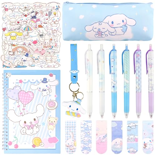 Sch Kawaii Schulsachen Set, Cartoon Schreibwarene Geschenkse Schulbedarf Bürobedarf Sachen Stifte Federmäppchen Schlüsselanhänger Sticker Notizbuch Lesezeichen Geschenk Kinder für Schule Büro Kunst von Ainvliya