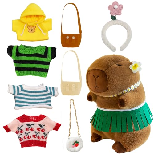 Capybara Plüschtier, 23CM Capybara Kuscheltier Set Cartoon Plüschtiere, Plüsch Puppe Spielzeug mit Kleidung und Accessoires, Kinder Figur Plüschtiere Gestopft Tierspielzeug Für Jungen Mädchen Capybara Plüschtier, 23CM Capybara Kuscheltier Set Cartoon Plüschtiere, Plüsch Puppe Spielzeug mit Kleidung und Accessoires, Kinder Figur Plüschtiere Gestopft Tierspielzeug Für Jungen Mädchen von Ainvliya