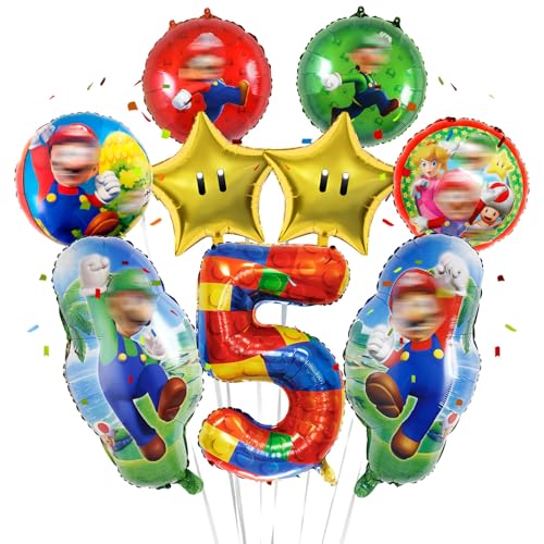 Geburtstagsdeko 5 Jahre Super Luftballons Jungen Mädchen- Kindergeburtstag Deko Bros Folienballon Happy Birthday Geburtstag Balloon Partyzubehör für Kinder Theme Party Geburtstag Supplies Ballon Geburtstagsdeko 5 Jahre Super Luftballons Jungen Mädchen- Kindergeburtstag Deko Bros Folienballon Happy Birthday Geburtstag Balloon Partyzubehör für Kinder Theme Party Geburtstag Supplies Ballon von Ainvliya
