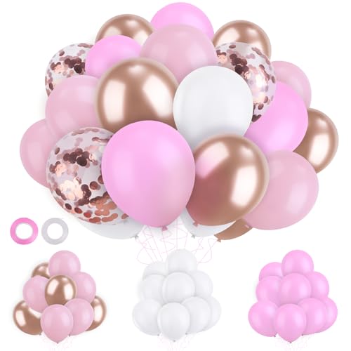60 StüCk luftballons rosa, Luftballons Pastell füR Geburtstag Deko, Luftballons Bunt mit Band, Latex Luftballons füR Babyparty Hochzeit Jahrestag Geburtstag Party Deko von Ainvliya