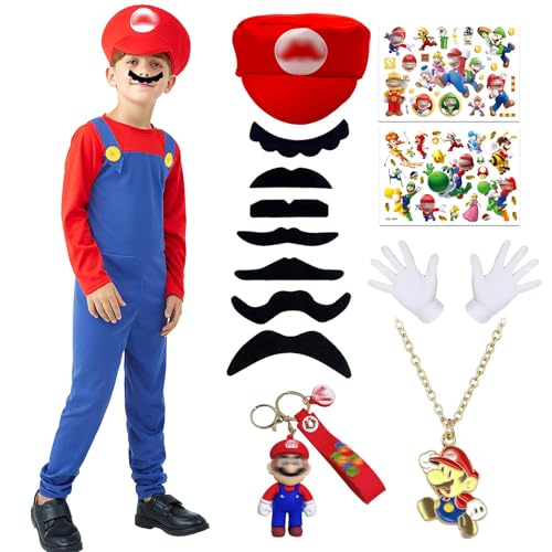 Mari Kostüm für Kinder, Kostüm mit Body, Mütze, Schlüsselanhänger und Handschuhen, Karneval, Halloween, Cosplay, Dekoration für Jungen, Kinder (Rot, L) von Ainvliya