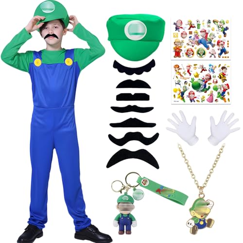 Mari Kostüm für Kinder, mit Body, Mütze, Schlüsselanhänger und Handschuhen, Karneval, Halloween, Cosplay, Dekoration für Jungen, Kinder (Grün, L) von Ainvliya