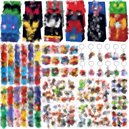 Mitgebsel Kindergeburtstag, Gastgeschenk Kindergeburtstag Party Deko Mitgebsel Schlüsselschnalle Tattoo Aufkleber Geschenktüten Schnapparmband Kinder Geburtstagsdeko von Ainvliya