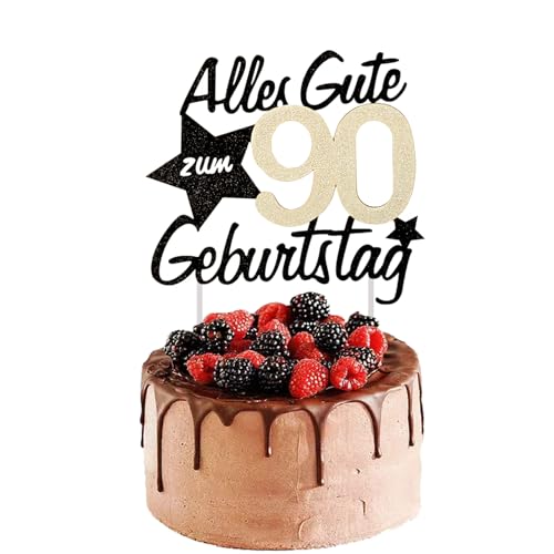 Tortendeko 90 Geburtstag Männer Frauen, 90 Geburtstag Alles Gute zum, 90th Birthday Cake Topper Kuchen Topper Kuchendeko, Happy 90th Birthday Kuchendeko, Gold Schwarz Frauen Männer Tortendeko 90 Geburtstag Männer Frauen, 90 Geburtstag Alles Gute zum, 90th Birthday Cake Topper Kuchen Topper Kuchendeko, Happy 90th Birthday Kuchendeko, Gold Schwarz Frauen Männer von Ainvliya