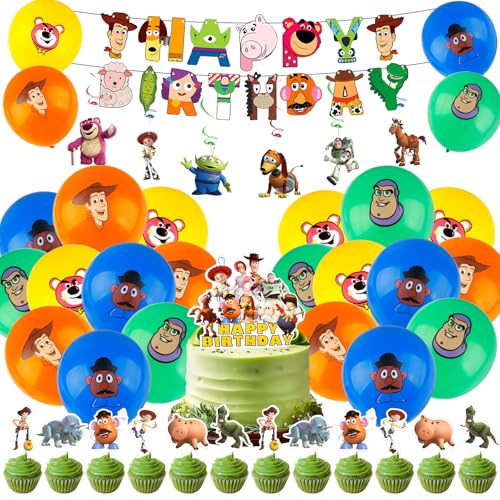 Toy Luftballons Geburtstagsdeko, Story Ballons Geburtstag Deko Jungen Mädchen Kindergeburtstag Tortendeko Geburtstags Happy Birthday Banner Party Deko für Kindergeburtstags Party Supplies von Ainvliya