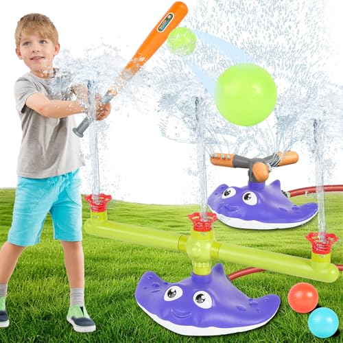 Wasser Sprinkler Baseball Spielzeug Set,Garten Spinning Wasser Spray Spielzeug, mit rotierendem Sprinklerkopf,Sommer Outdoor Sprinkler Spielzeug Ball Spiel Rasen Hinterhof Spiel für Kinder von Aiorber