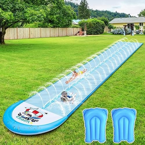 Aiotvei 9.1 m Slip Splash and Slide Heavy Duty Lawn Water Slide Extra Long Slip Water Slides with 2 Bodyboards von Aiotvei