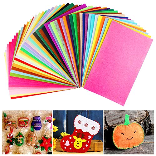 Aipaide Filzstoff 50 Stück Felt Fabric Vliesstoff Kinder Stoff Filzplatten, Polyester Filz Blätter zum Basteln Nähen DIY Handwerk,20 * 30cm von Aipaide
