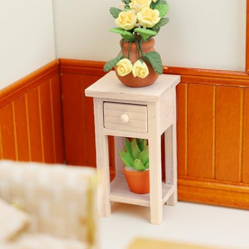 AirAds Puppenhaus im Maßstab 1:12, Miniatur-Holzmöbel, Blumenständer, Beistelltisch, unlackiert, hoher Ständer von Air-Ads Supplies