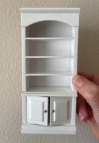 Miniatur-Bücherregal mit Schrank, 15,2 cm, Maßstab 1:12, Puppenhaus-Möbel, Weiß Miniatur-Bücherregal mit Schrank, 15,2 cm, Maßstab 1:12, Puppenhaus-Möbel, Weiß von Air-Ads Supplies
