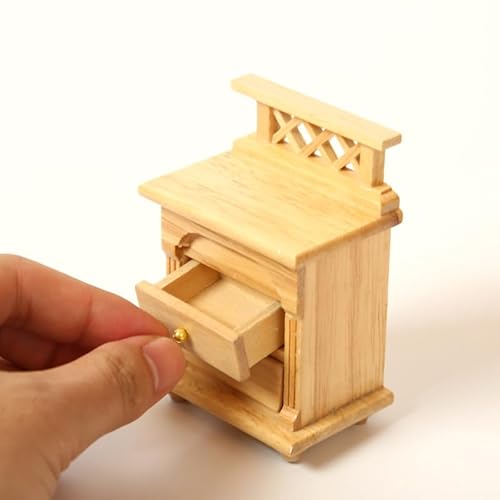 Miniatur-Nachttisch aus Holz mit 2 Schubladen, Maßstab 1:12, Puppenhausmöbel, 7,6 cm hoch, unlackiert Miniatur-Nachttisch aus Holz mit 2 Schubladen, Maßstab 1:12, Puppenhausmöbel, 7,6 cm hoch, unlackiert von Air-Ads Supplies