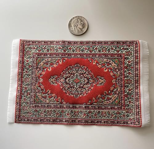 Miniatur-Teppich im türkischen Stil, 15,5 x 9,5 cm, rotes orientalisches Muster, Maßstab 1:12, Puppenhaus-Zubehör Miniatur-Teppich im türkischen Stil, 15,5 x 9,5 cm, rotes orientalisches Muster, Maßstab 1:12, Puppenhaus-Zubehör von Air-Ads Supplies