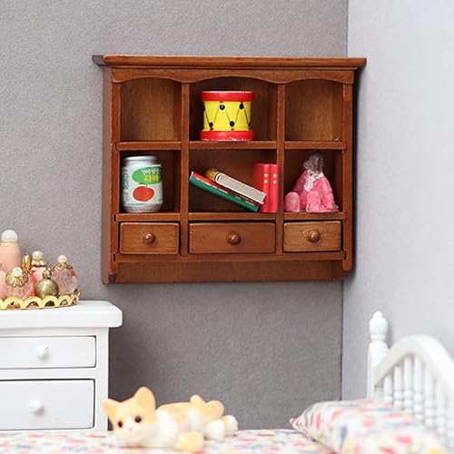 Miniatur-Wandvitrine, Puppenhaus-Möbel, Maßstab 1:12, Dunkelbraun, 8,4 x 2,5 x 7,4 cm Miniatur-Wandvitrine, Puppenhaus-Möbel, Maßstab 1:12, Dunkelbraun, 8,4 x 2,5 x 7,4 cm von Air-Ads Supplies