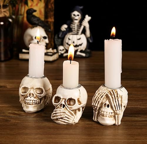 Puppenhaus Halloween Totenkopf Kerzenhalter 3er Set Deko Skelett Design 6,3 cm hoch weiß Puppenhaus Halloween Totenkopf Kerzenhalter 3er Set Deko Skelett Design 6,3 cm hoch weiß von Air-Ads Supplies
