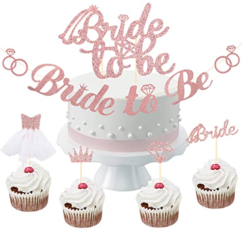 AirSMall 6 STK. Bride to Be Cake Topper,Team Bride Tortenaufsatz Rose,JGA Cupcake Topper Hochzeit Dessert Deko Tortendeko für Verlobung Junggesellenabschied Dekoration Bachelorette Party Accessories von AirSMall