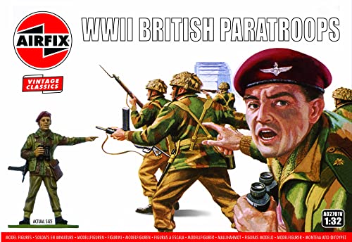 Airfix Modellfiguren-Set – A02701V Britische Fallschirmjäger des Zweiten Weltkriegs – Zubehör für Modellbausätze, Plastikmodellbausätze, Set enthält 14 unbemalte Figuren – Zubehör für Dioramen von Airfix