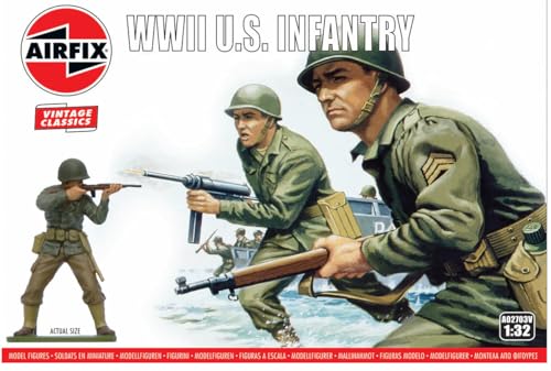 Airfix Modellfiguren-Set – A02703V WWII U.S. Infantry – Modellbausatz-Zubehör, Plastikmodellbausätze, Set enthält 14 unbemalte Figuren – Modellzubehör für Dioramen Airfix Modellfiguren-Set – A02703V WWII U.S. Infantry – Modellbausatz-Zubehör, Plastikmodellbausätze, Set enthält 14 unbemalte Figuren – Modellzubehör für Dioramen von Airfix