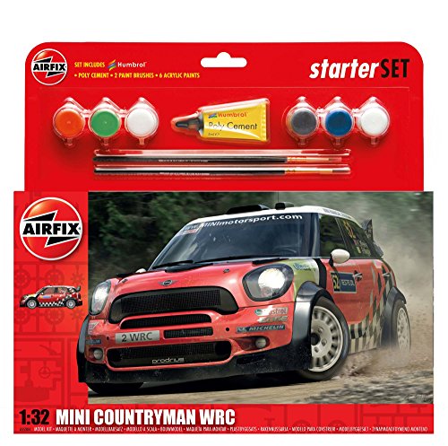 Airfix A55304 1/32 Large Starter Set, Countryman WRC Mini Cooper Modellbausatz, rot von Airfix