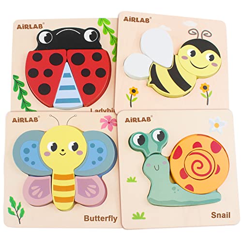 Airlab Montessori Spielzeug Holzpuzzle für Kinder, Holzspielzeug Puzzle ab 1 2 3 Jahre, Baby Steckpuzzle mit Aufbewahrungstasche, 4er-Set Puzzle Lernspielzeug Pädagogisches Spielzeug Geschenk Airlab Montessori Spielzeug Holzpuzzle für Kinder, Holzspielzeug Puzzle ab 1 2 3 Jahre, Baby Steckpuzzle mit Aufbewahrungstasche, 4er-Set Puzzle Lernspielzeug Pädagogisches Spielzeug Geschenk von Airlab