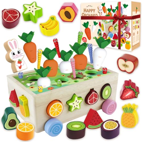Airlab Montessori Spielzeug ab 1 2 3 Jahren, Holzspielzeug für Kinder, 7-in-1 Karottenernte Motorikspielzeug Farmspiel aus Holz, Kinderspielzeug Lernspielzeug Geschenk für Mädchen Jungen Airlab Montessori Spielzeug ab 1 2 3 Jahren, Holzspielzeug für Kinder, 7-in-1 Karottenernte Motorikspielzeug Farmspiel aus Holz, Kinderspielzeug Lernspielzeug Geschenk für Mädchen Jungen von Airlab