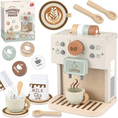 Airlab Kinderküche Kaffeemaschine Kinder Holz, Spielküche Zubehör Kaffeeservice Spielset, Küchengeräte Kaffeeset Kinder Spielzeug, Pädagogisches Holzspielzeug Rollenspiel Geschenk für Kleinkind, Khaki Airlab Kinderküche Kaffeemaschine Kinder Holz, Spielküche Zubehör Kaffeeservice Spielset, Küchengeräte Kaffeeset Kinder Spielzeug, Pädagogisches Holzspielzeug Rollenspiel Geschenk für Kleinkind, Khaki von Airlab