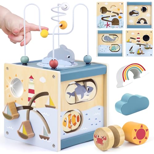 Airlab Motorikwürfel ab 1 Jahr, Motorikspielzeug Baby Activity Würfel, Montessori Spielwürfel für Kinder, 6 in 1 Aktivitätswürfel Baby Spielzeug aus Holz, Holzspielzeug Geschenk Mädchen Jungen Airlab Motorikwürfel ab 1 Jahr, Motorikspielzeug Baby Activity Würfel, Montessori Spielwürfel für Kinder, 6 in 1 Aktivitätswürfel Baby Spielzeug aus Holz, Holzspielzeug Geschenk Mädchen Jungen von Airlab