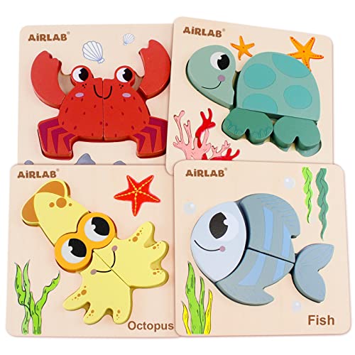 Airlab Montessori Puzzle ab 1 2 3 Jahre, Holzspielzeug Holzpuzzle für Kinder, 4er-Set Motorikspielzeug Steckpuzzle Baby Puzzle aus Holz, Pädagogisches Lernspielzeug Geschenk Mädchen Jungen Airlab Montessori Puzzle ab 1 2 3 Jahre, Holzspielzeug Holzpuzzle für Kinder, 4er-Set Motorikspielzeug Steckpuzzle Baby Puzzle aus Holz, Pädagogisches Lernspielzeug Geschenk Mädchen Jungen von Airlab