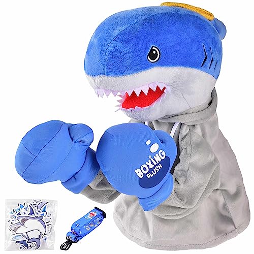 Tier Handpuppen Spielzeug, Boxerin Puppe, Realistischer Weich Tierkopf mit Sound für Kinder Mädchen Jungen, ideal zum Abbau von Stress, Wut und Aggressionen (Hai) von Airmsa