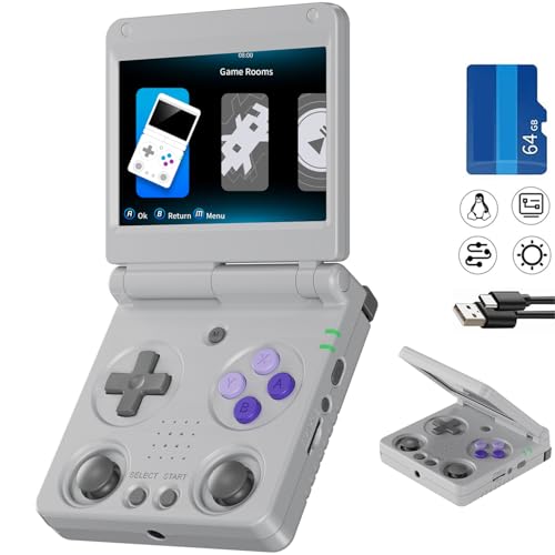 RG34XXSP Retro Handheld Game Console Linux System RG 34XXSP Retro Gaming Console 3.4 "IPS Screen with Linux System 3300mAh Battery with WiFi/Bluetooth 64GB Gray von Airuidas