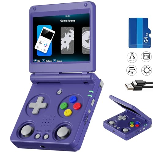 RG34XXSP Retro Gaming Console Retro Handheld Game Console 3.4 "IPS Screen with Linux System 3300mAh Battery with WiFi/Bluetooth 64GB Indigo von Airuidas