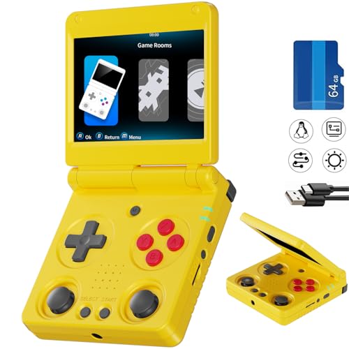 RG34XXSP Retro Handheld Game Console Linux System RG 34XXSP Retro Gaming Console 3.4 "IPS Screen with Linux System 3300mAh Battery with WiFi/Bluetooth 64GB Yellow von Airuidas