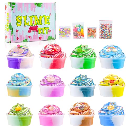 Aischens 12 Stück Butter Slime Set, Fluffy Butter Schleim 12pcs×50ml, Slime & Putty Spielzeuge, DIY Schleim Kinder Spielzeug, Zweifarbige Butter Schleim mit Zubehör, Cloud Wolkenschleim für Kinder Aischens 12 Stück Butter Slime Set, Fluffy Butter Schleim 12pcs×50ml, Slime & Putty Spielzeuge, DIY Schleim Kinder Spielzeug, Zweifarbige Butter Schleim mit Zubehör, Cloud Wolkenschleim für Kinder von Aischens