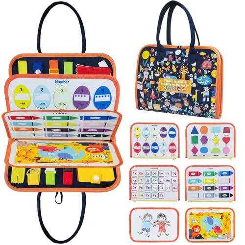 Aischens Busy Board 8 in 1 für Kleinkinder, Activity Board Sensorisches Lernspielzeug mit Feinmotorik Puzzle, Quiet Book 5-Schichten, Motorikspielzeug ab 1 2 3 4 5 Jahre von Aischens